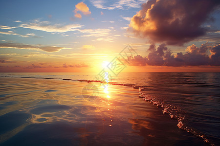 海洋上的日出日落背景图片