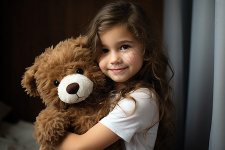 抱着小熊的女孩图片