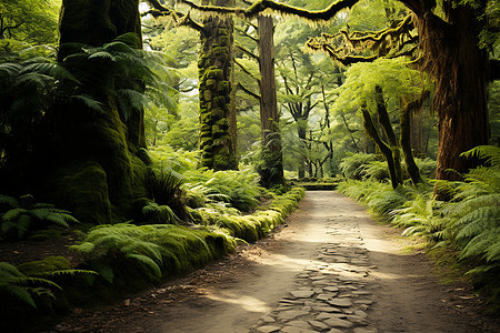 森林中的步行小路图片