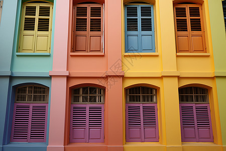 多色彩建筑的门窗背景图片