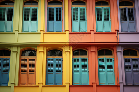 彩色百叶窗建筑图片