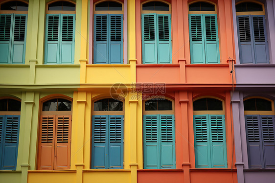 彩色百叶窗建筑图片