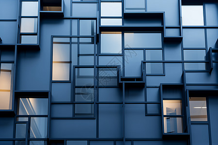 蓝色方块建筑背景图片