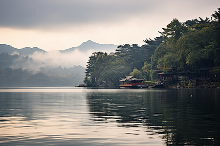 山水画意湖光山色图片