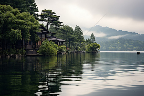 仙境湖泊风景图片