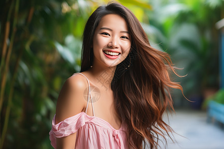快乐微笑的亚洲美女图片
