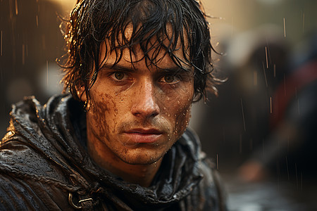 下雨中的男性背景图片