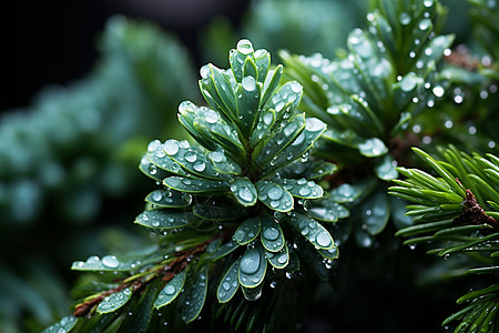 绿色植物上的水滴图片