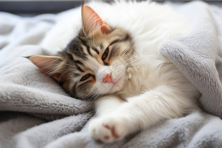 毯子上可爱的小猫动物图片