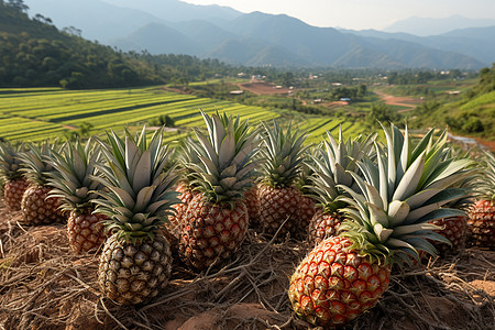 乡村农业种植的菠萝果园背景