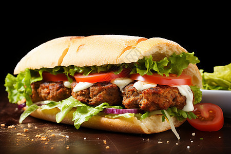 健康饮食的肉丸三明治图片