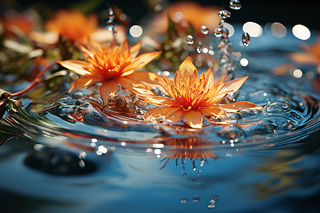 水滴和花背景图片