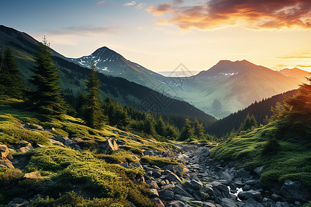 夏季森林夏季山林之美背景