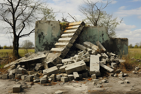 废墟中建筑图片