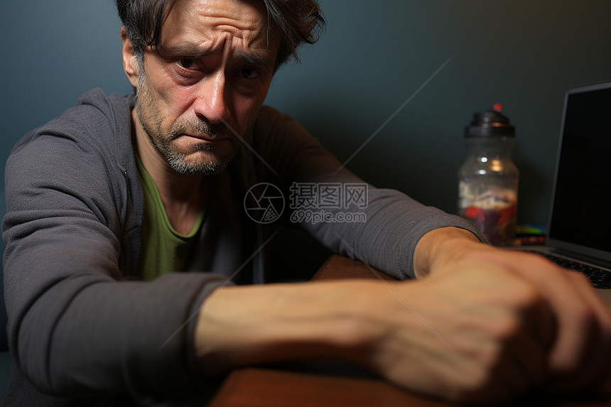 沮丧的中年男人图片