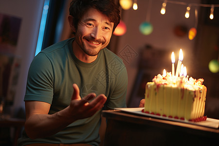 中年男子庆祝生日图片