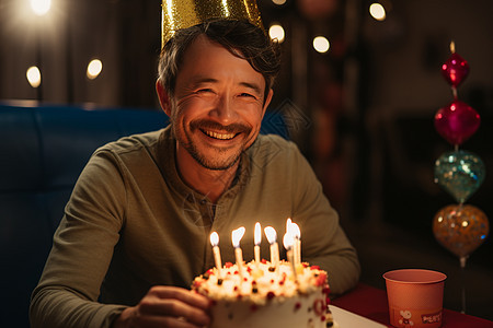 生日视频通话中的中年男人背景图片