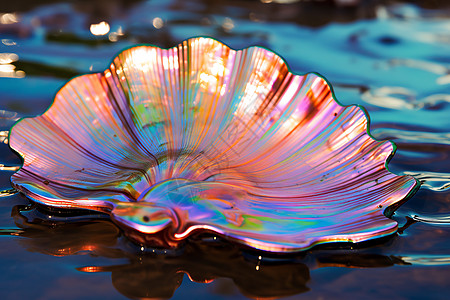 光彩夺目的虹色贝壳背景图片