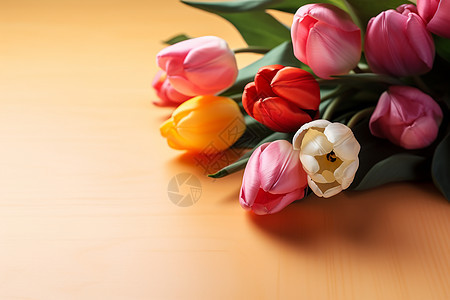 多彩的郁金香花朵图片