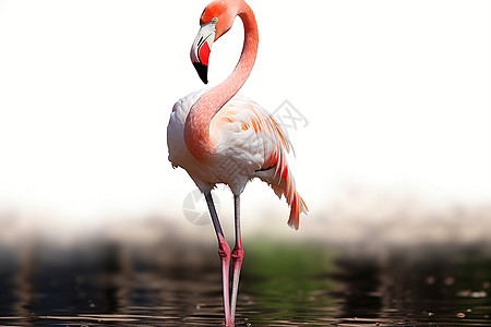 粉红挺立的美丽火烈鸟图片