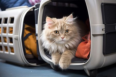 万圣节猫咪小猫呆坐在箱子里面背景