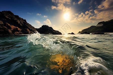 碧波荡漾的海景背景图片