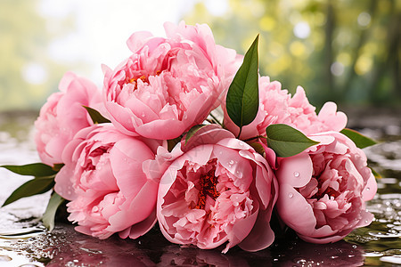 夏季花园中绽放的粉色花朵图片