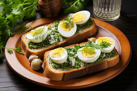面包上健康的鸡蛋图片