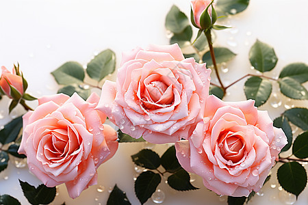 挂满水珠的粉色玫瑰图片