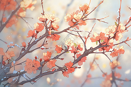 浪漫场景中的樱花花朵背景图片