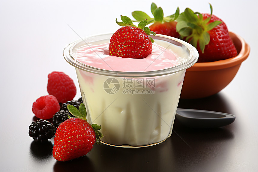 美味草莓酸奶杯图片