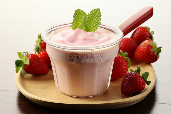 餐草莓酸奶图片