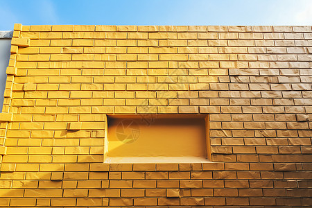 黄砖墙上的窗户背景图片