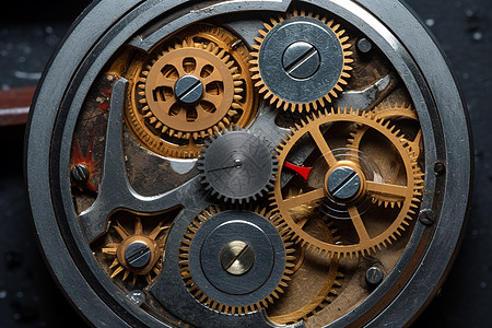 复古机械素材机械式手表内部细节图背景