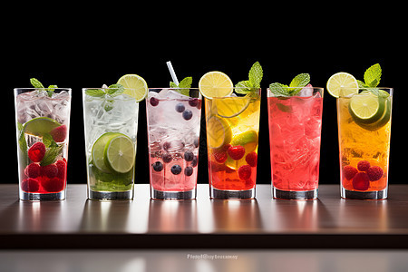 五彩斑斓的饮品背景图片