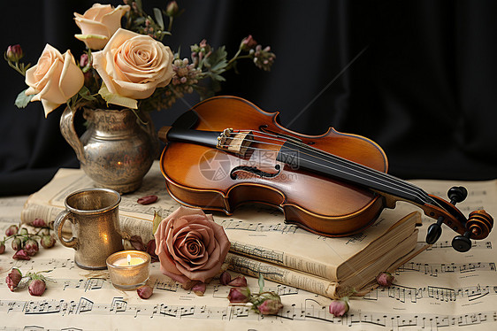 弦乐器表演的小提琴图片