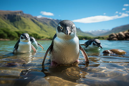 一群企鹅背景图片