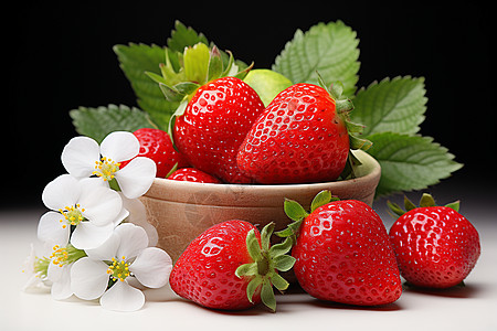 草莓奶茶桌子上的水果背景