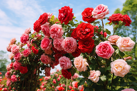 美丽的玫瑰拱门高清图片