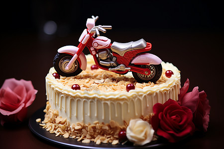 摩托车装饰的蛋糕图片