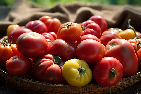 一篮子新鲜的番茄图片