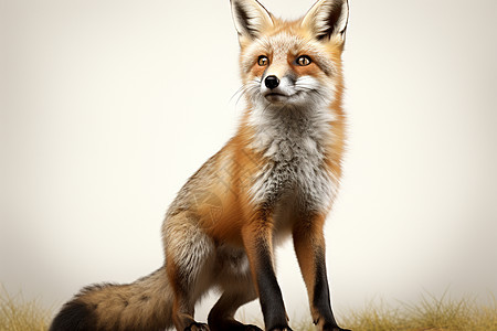 红狐狸坐在青草上图片