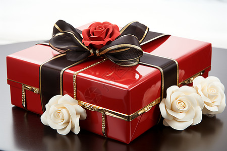 礼盒和玫瑰背景图片