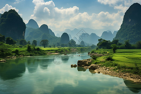 翠绿山谷风景图片