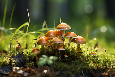 森林中野生菌菇图片