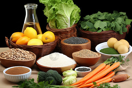桌面上新鲜健康的蔬菜图片