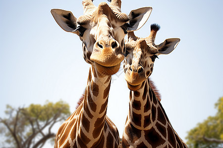 两只长颈鹿背景图片