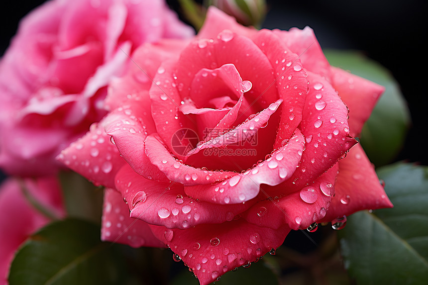 玫瑰花上的水珠图片