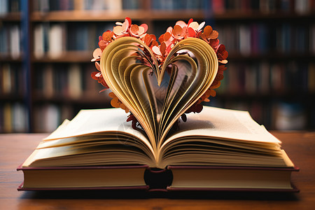 书籍上面浪漫的心形图片