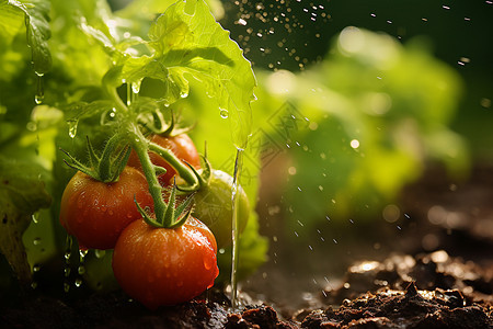 菜园中生长的番茄图片